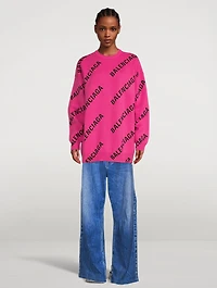 Cotton And Wool Sweater Logo Print