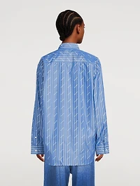 Logo Poplin Shirt Pinstripe Print