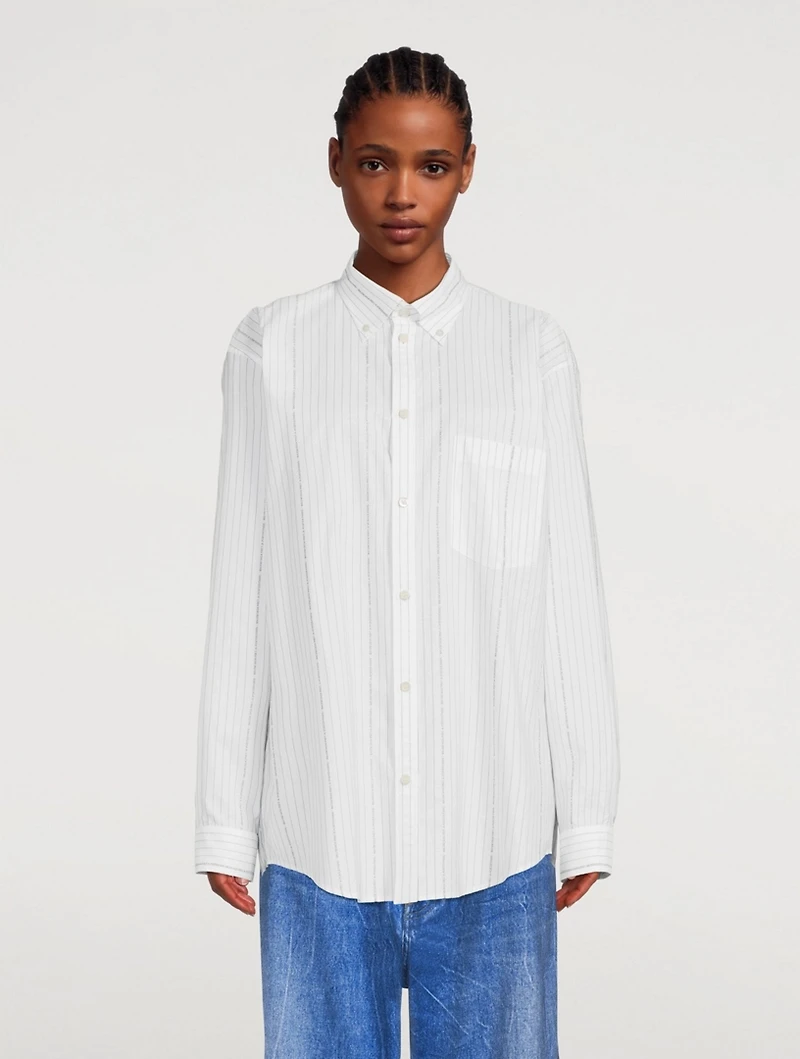 Logo Pinstripe Cotton Shirt