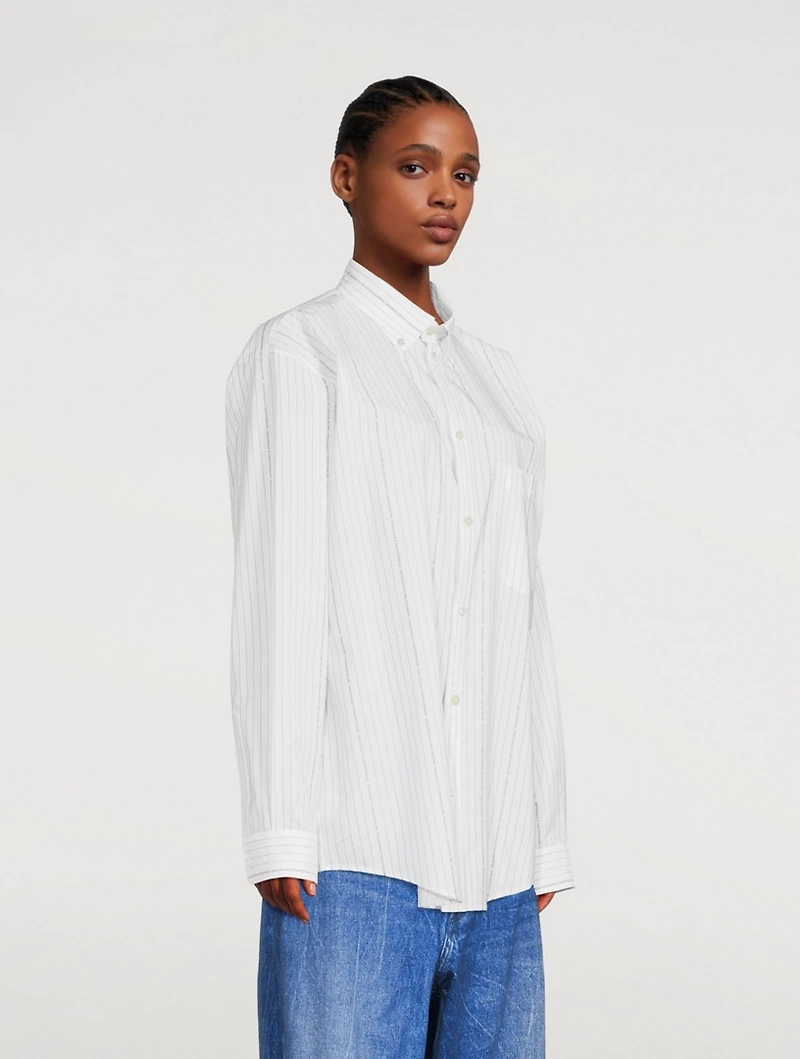 Logo Pinstripe Cotton Shirt