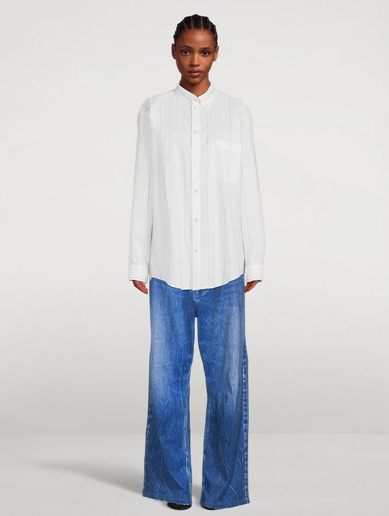 Logo Pinstripe Cotton Shirt