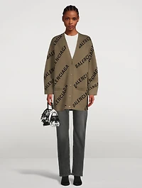 Cotton And Wool Cardigan Logo Print