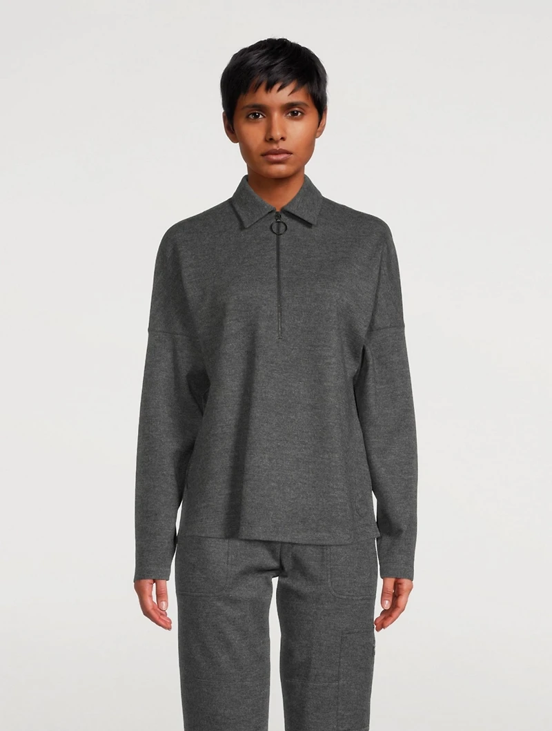 Wool Jersey Zip Blouse
