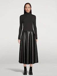 Vegan Leather Midi Skirt