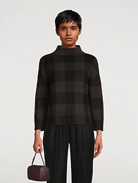 Virgin Wool Sweater Checkerboard Print