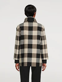 Stand Collar Jacket Checkerboard Print