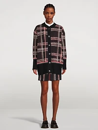 Hairline Madras Check Jacquard Oversized Cardigan