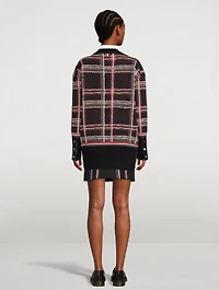 Hairline Madras Check Jacquard Oversized Cardigan