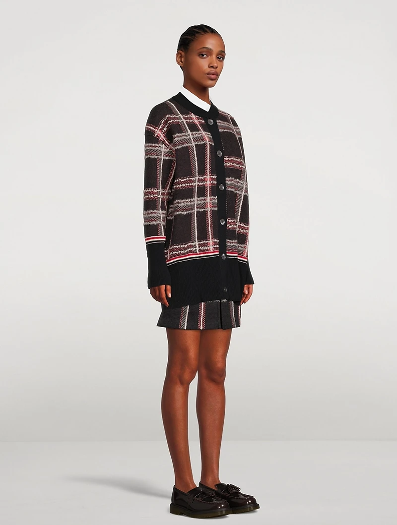 Hairline Madras Check Jacquard Oversized Cardigan