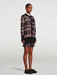 Hairline Madras Check Jacquard Oversized Cardigan