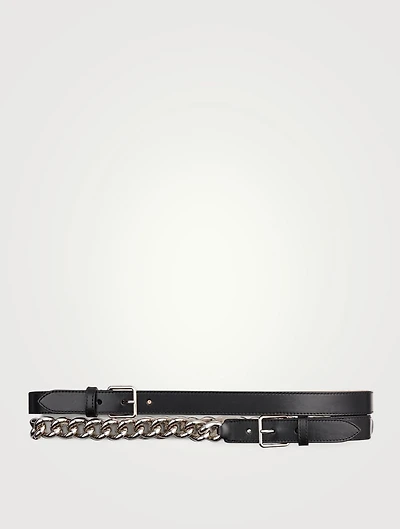 Double Leather Belt With Chain