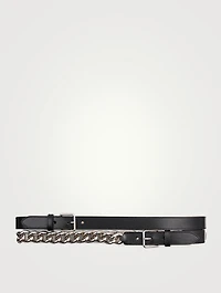 Double Leather Belt With Chain