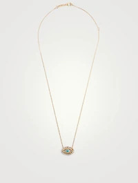 18K Gold Evil Eye Necklace With Turquoise And Diamonds
