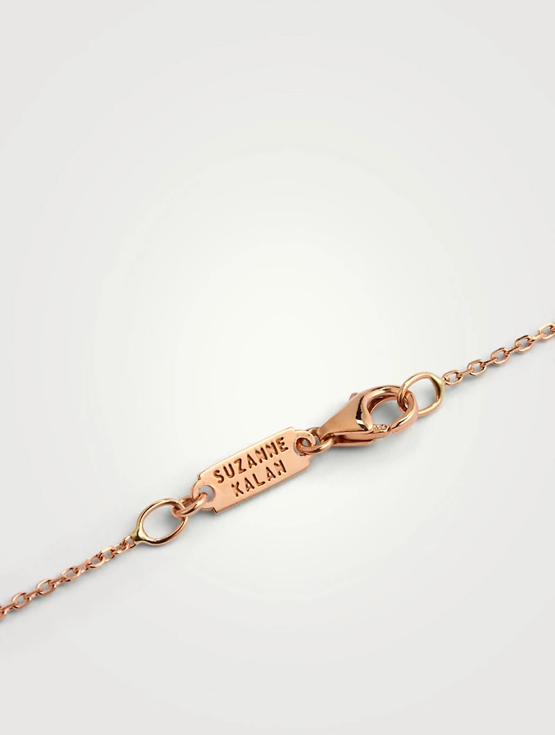 18K Rose Gold Evil Eye Necklace With Pink Sapphire And Diamonds