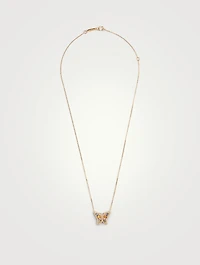 Fireworks 18K Gold Butterfly Pendant Necklace With Sapphire And Diamonds
