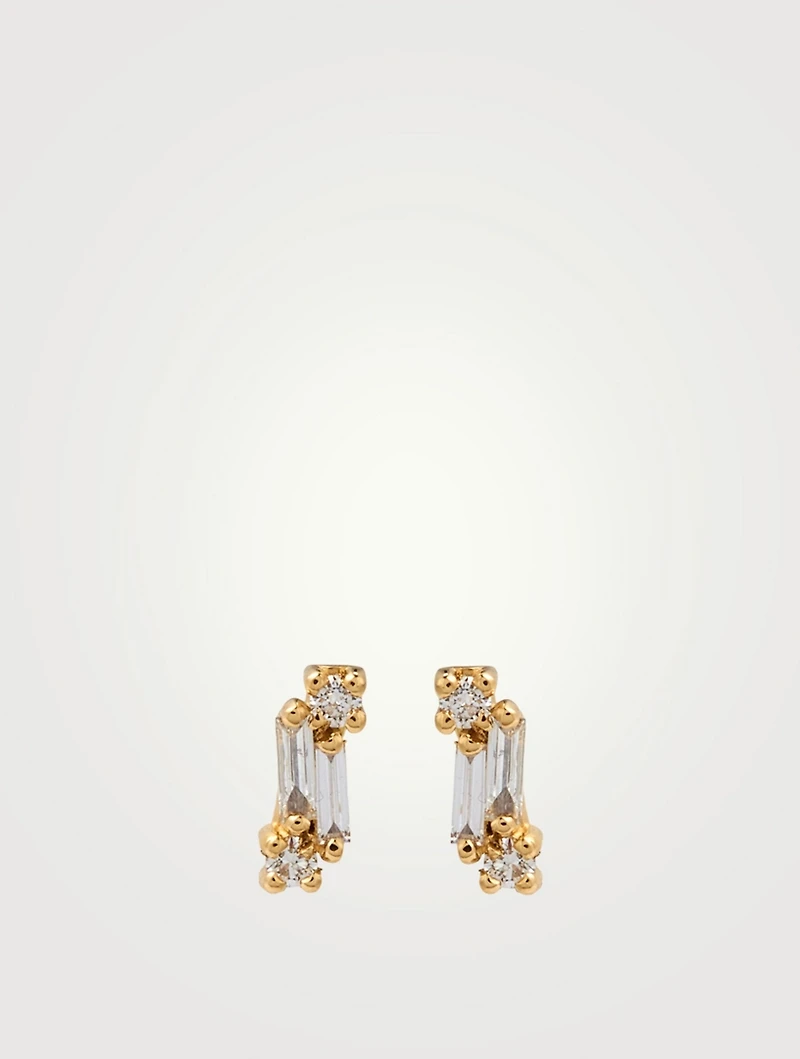 Fireworks 18K Gold Cali Classic Stud Earrings With Diamonds