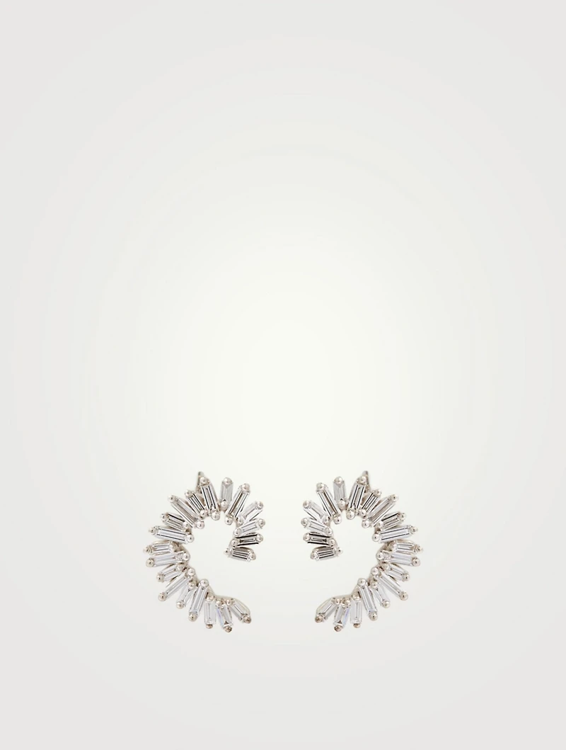 Fireworks 18K Gold Spiral Earrings With Diamonds