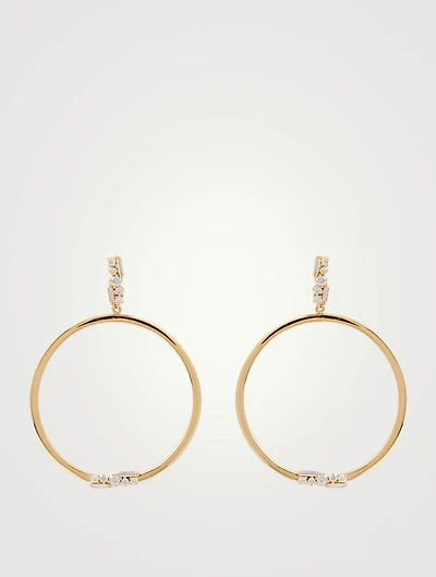 Fireworks 18K Gold Drop Hoop Earrings With Diamonds