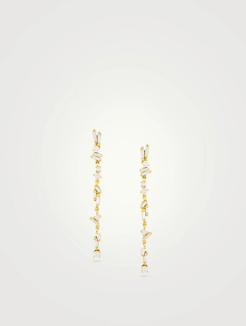 Fireworks 18K Gold Iva Linear Earrings With Diamonds