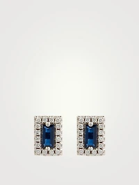 Fireworks 18K White Gold Stud Earrings With Blue Sapphire And Diamonds