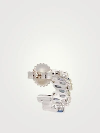 Fireworks 18K White Gold Huggie Hoop Earrings With Blue Sapphires And Diamonds