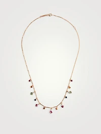 Fireworks 18K Rose Gold Cascade Necklace With Rainbow Sapphires And Diamonds