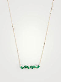 Fireworks 18K Gold Bar Necklace With Emeralds And Diamonds