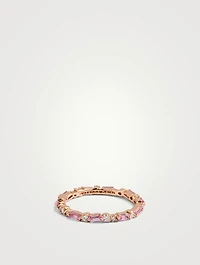 Fireworks 18K Rose Gold Thin Mix Eternity Band With Pink Sapphire And Diamonds