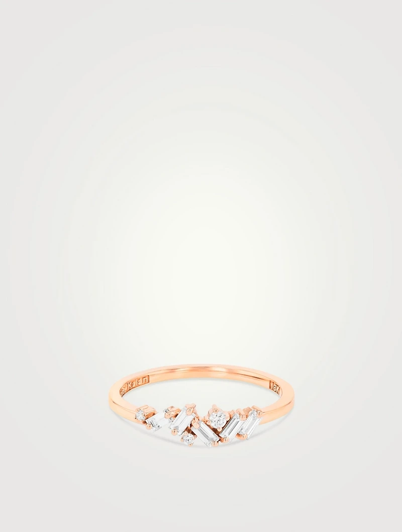 Small Fireworks 18K Rose Gold Sparkler Ring With Diamonds