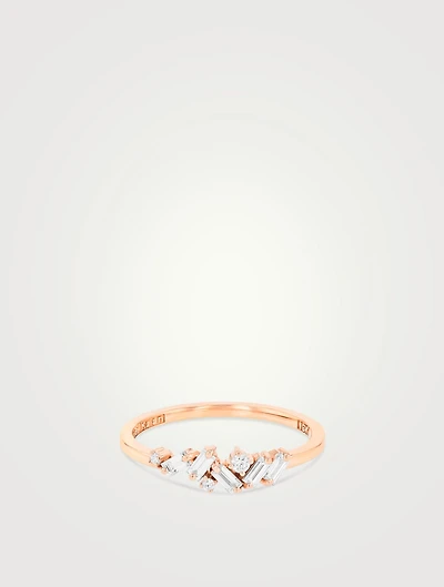 Small Fireworks 18K Rose Gold Sparkler Ring With Diamonds