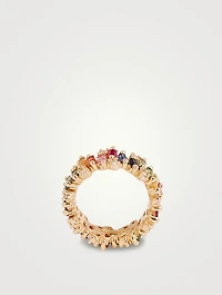 Fireworks 18K Gold Audrey Ring With Rainbow Sapphires And Diamonds