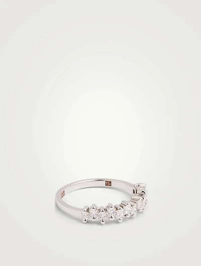 Fireworks 18K White Gold Half-Band Ring With Diamonds