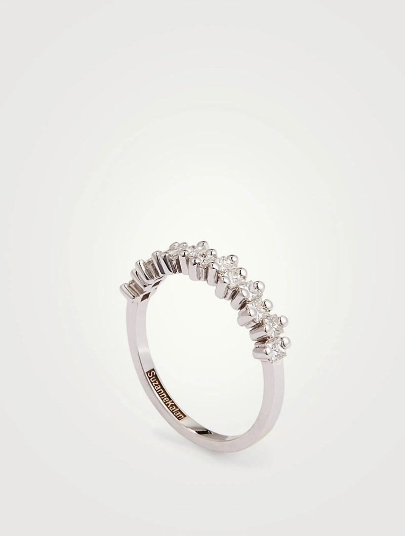 Fireworks 18K White Gold Half-Band Ring With Diamonds
