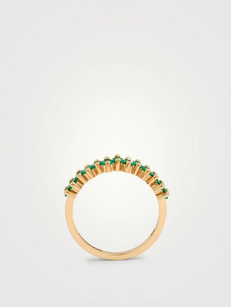 Fireworks 18K Gold Half-Band Ring With Emeralds