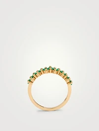 Fireworks 18K Gold Half-Band Ring With Emeralds