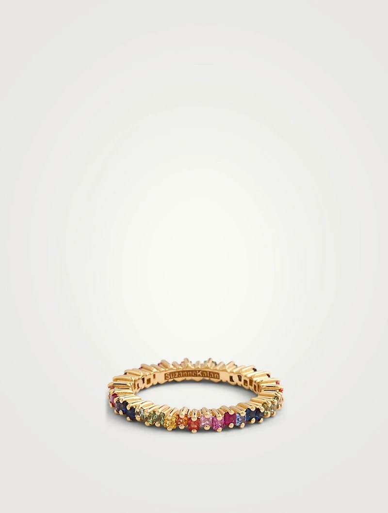 Fireworks 18K Gold Eternity Band With Rainbow Sapphires