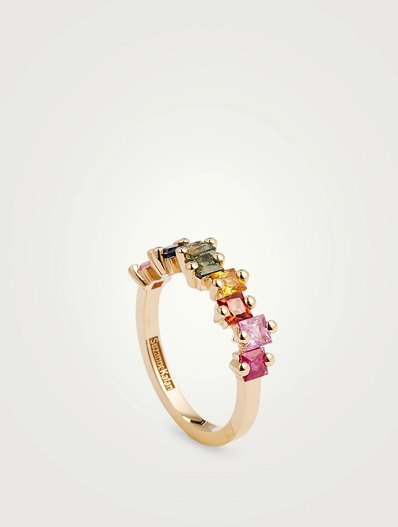 Fireworks 18K Gold Half-Band With Rainbow Sapphires