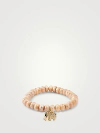 Beaded Bracelet With 14K Gold Diamond Elephant Charm