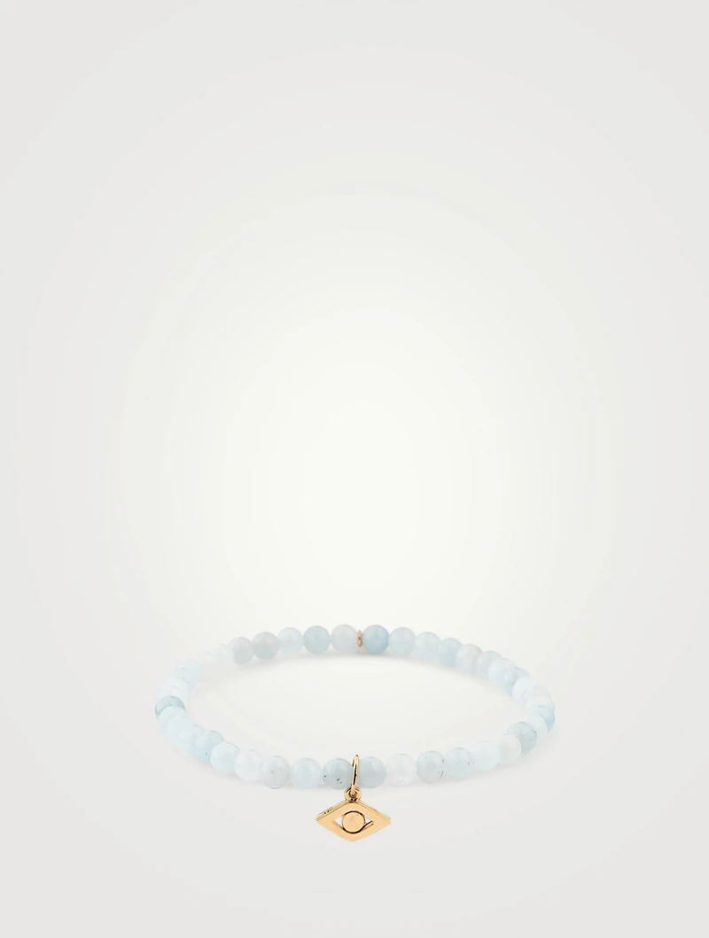 Beaded Bracelet With 14K Gold Evil Eye Charm