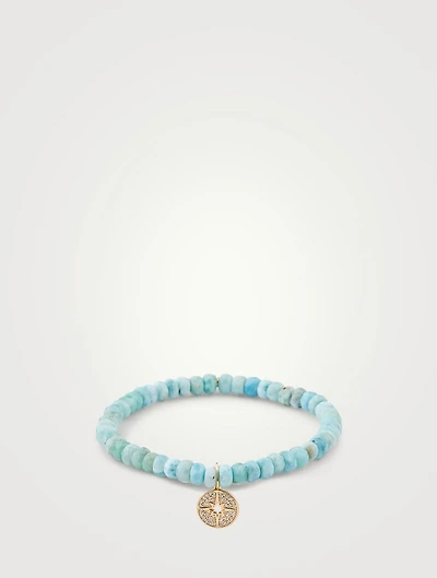 Beaded Bracelet With 14K Gold Diamond Starburst Charm