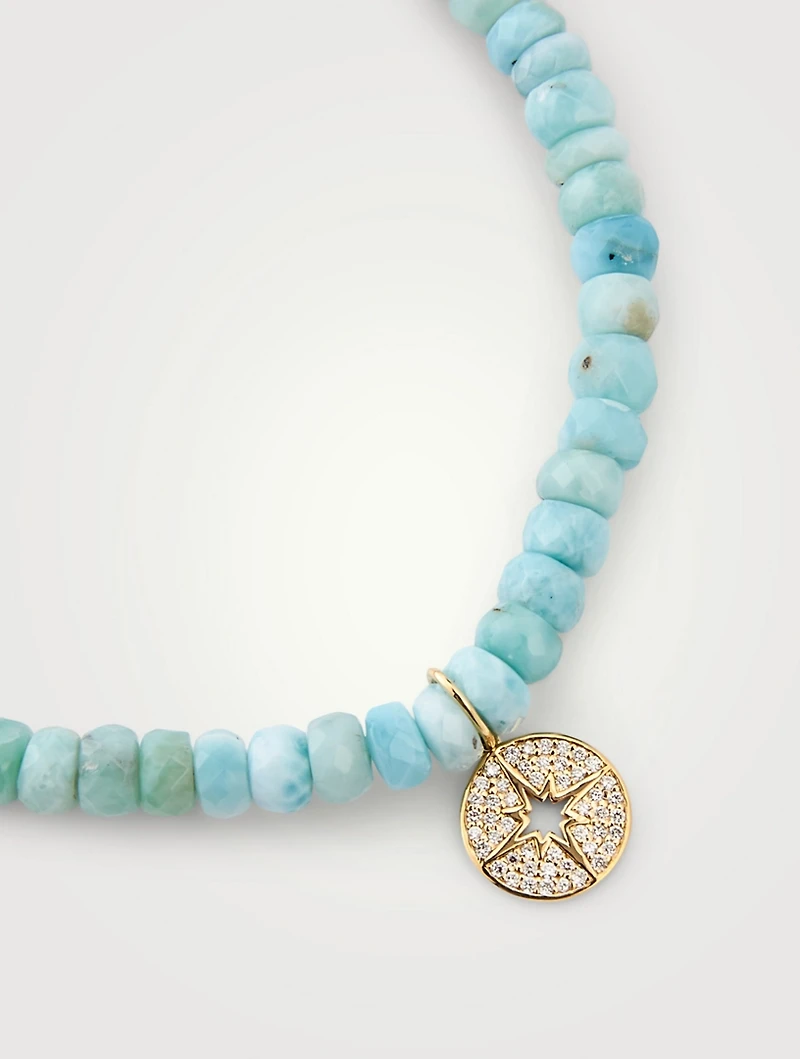 Beaded Bracelet With 14K Gold Diamond Starburst Charm