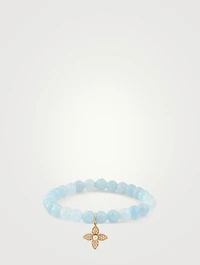 Beaded Bracelet With 14K Gold Diamond And Pearl Paisley Evil Eye Charm