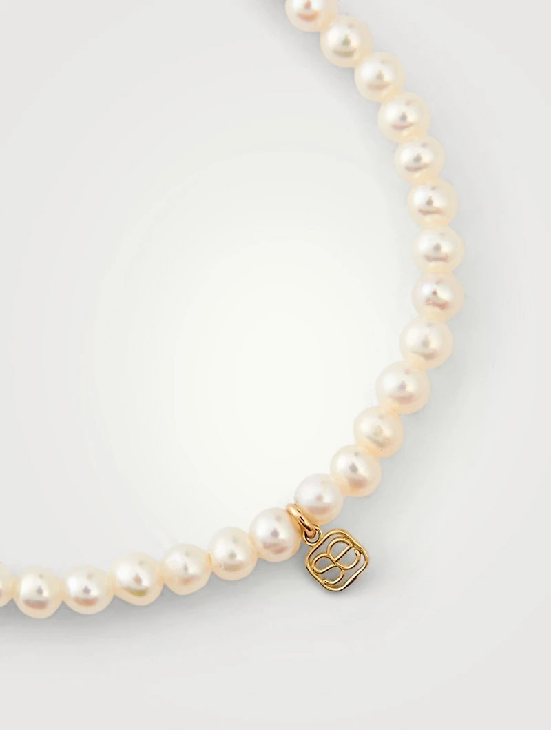 Pearl Bracelet With 14K Gold Diamond Butterfly Charm