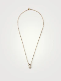 14K Gold Evil Eye Charm Necklace With Diamonds