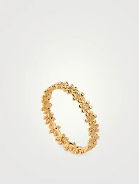 Tiny 14K Gold Daisy Eternity Ring With Diamonds