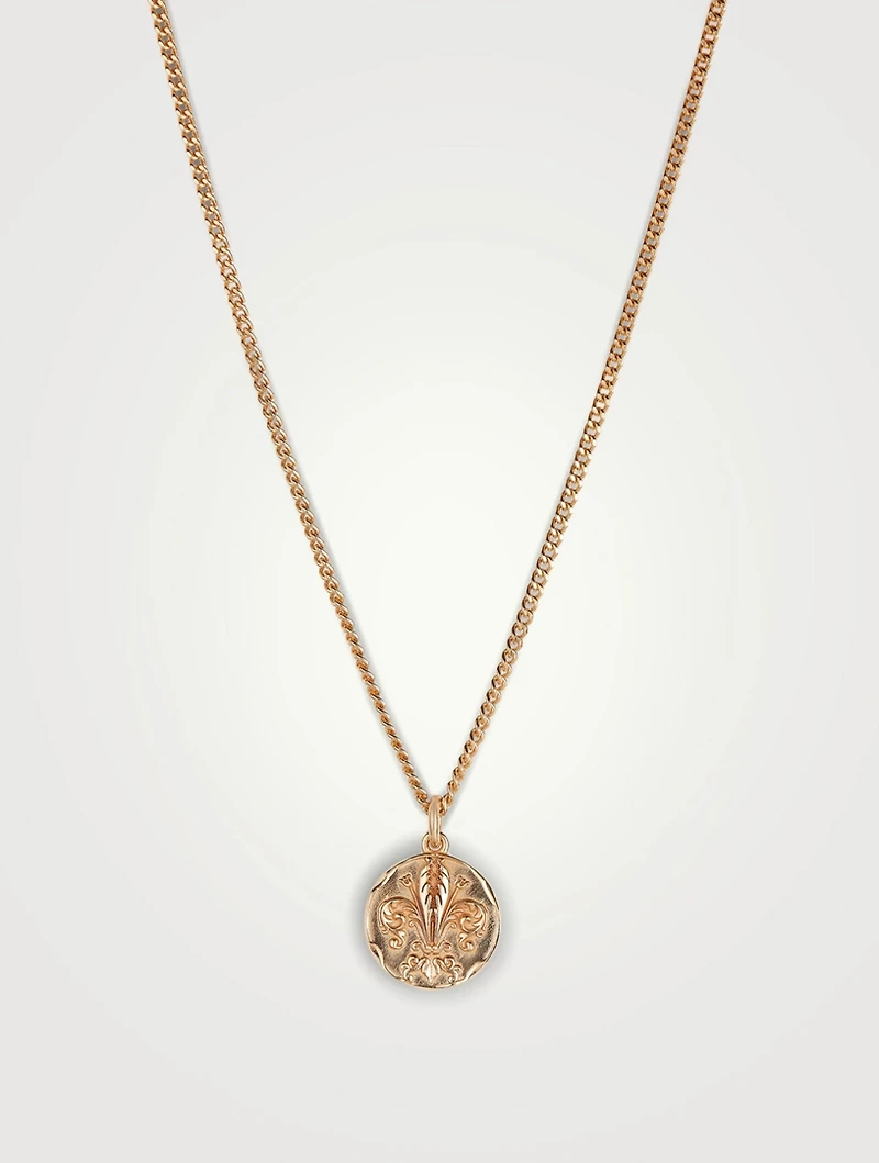 24K Goldplated Lily Coin Pendant Necklace