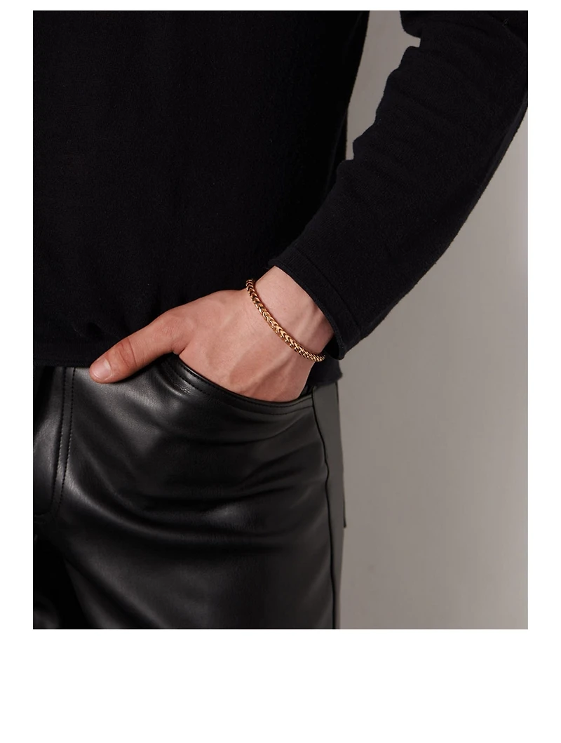 24K Goldplated Franco Square Chain Bracelet