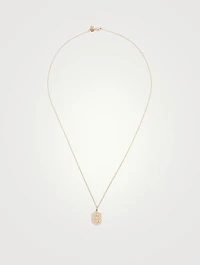 14K Gold Love Script Crest Necklace With Diamonds