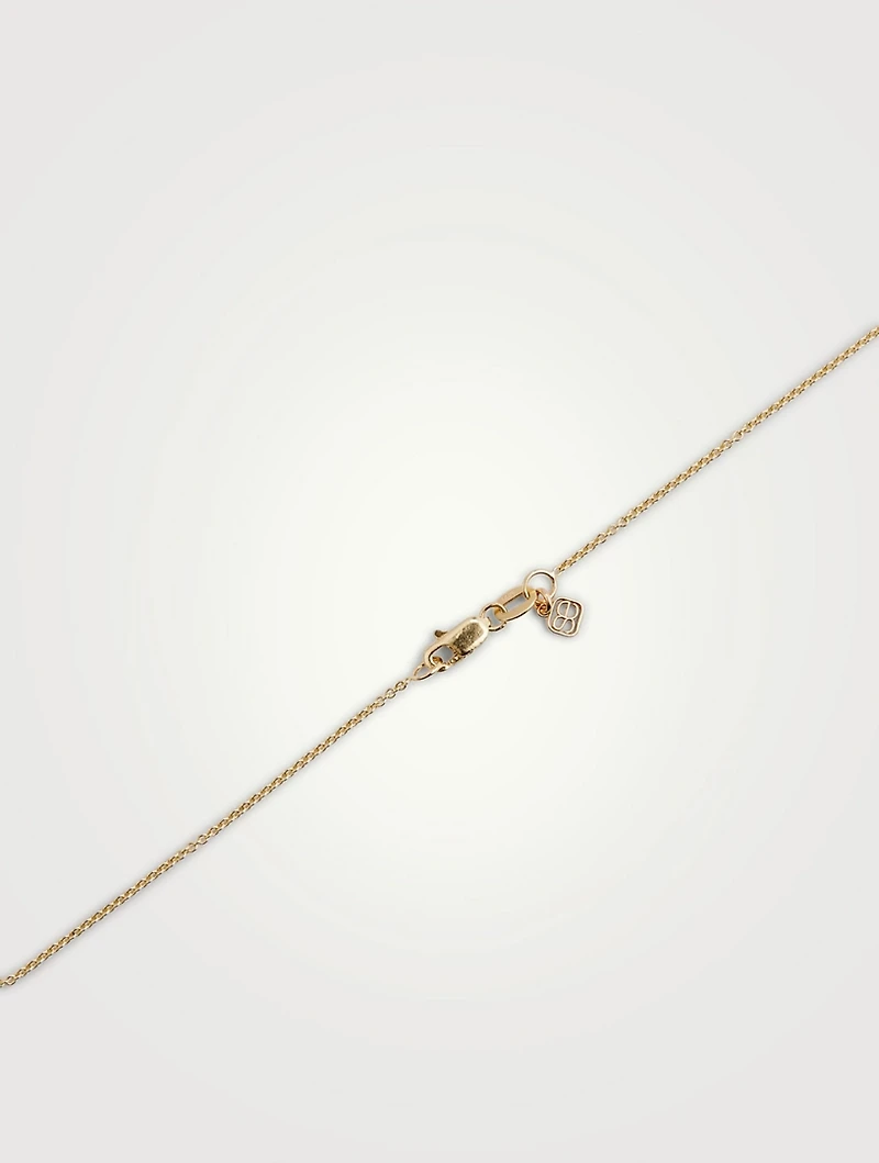 14K Gold Love Script Crest Necklace With Diamonds