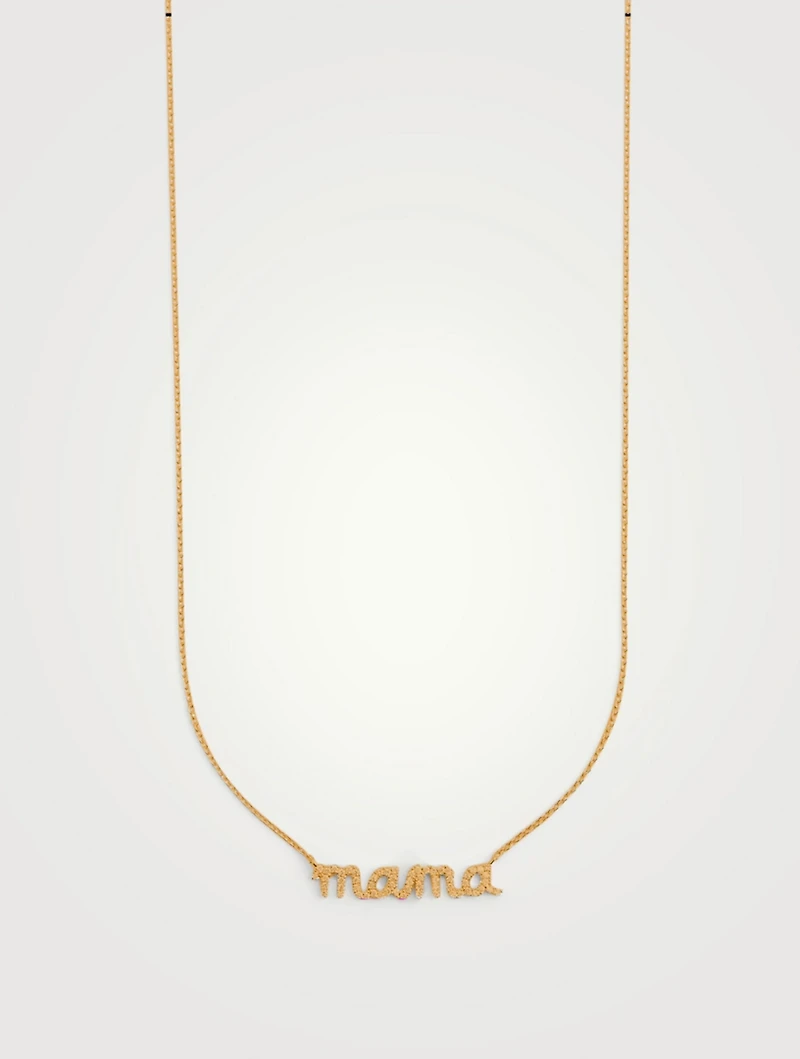 14K Gold Mama Necklace With Diamonds
